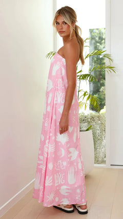 Boho Strapless Printed Maxi Dress – Summer Vibes