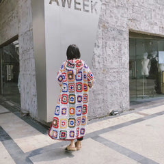 Handmade Crochet Hooded Sweater Coat for Women