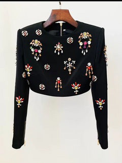 Rhinestone Embellished Two-Piece Set - Unique and Elegant