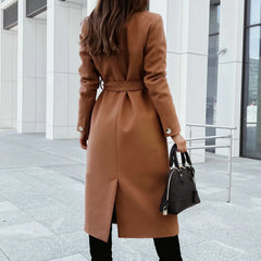 Women’s Belted Long Trench Coat – Elegant Tailored Outerwear