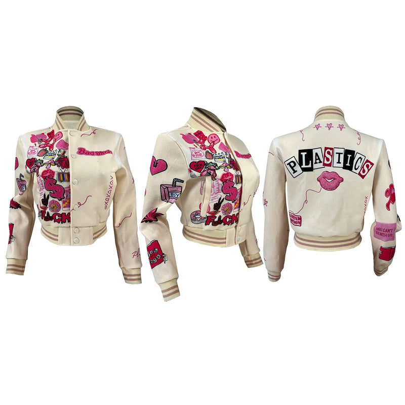 Women's Embroidered Baseball Jacket