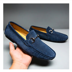 Men's Casual Leather Loafers with Hollow Design
