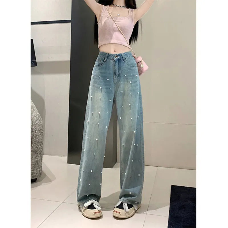Pearl Straight Jeans Wide-leg Pants