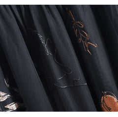 Embroidered Mesh Tulle Skirt – Vintage Floral A-Line Design