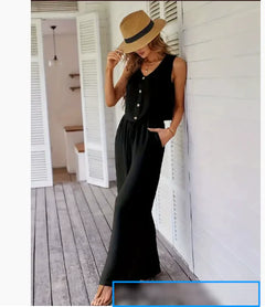 Sleeveless Vest Wide-Leg Suit