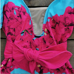 Maribel Pink & Blue Swimsuit – Santorini One-Piece Elegance