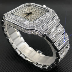 Swiss Geneva Diamond Watch – Stainless Steel Quartz Luxury Timepiece