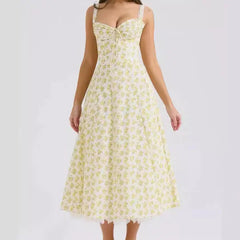 Valentina Lace Bustier Dress with Floral Print