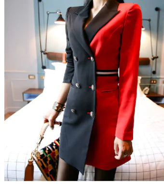 Asymmetrical Suit Blazer Dress