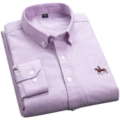 Men’s Long-Sleeve Oxford Shirt – 100% Cotton Formal Shirt