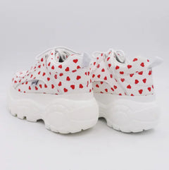 Heart-Shaped White Platform Shoes with Thick Soles