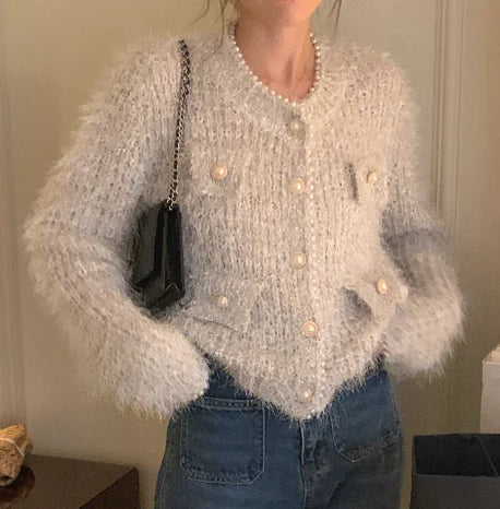 Pearl Shiny Yarn Cardigan