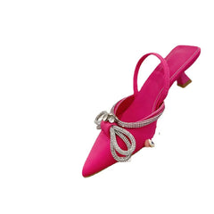 Fashion Rhinestone Bow Pointed High Heel Sandals