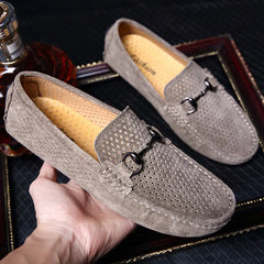 Men's Casual Leather Loafers with Hollow Design
