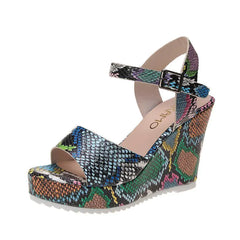 Chic Snake-Print Platform Sandals
