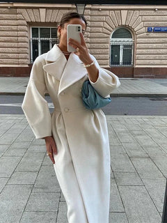 Women’s Vintage Long Coat – Lantern Sleeves & Large Lapel | Elegant Winter Overcoat