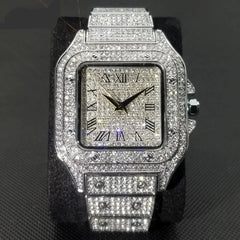 Swiss Geneva Diamond Watch – Stainless Steel Quartz Luxury Timepiece