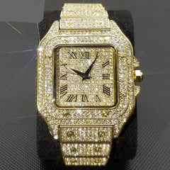 Swiss Geneva Diamond Watch – Stainless Steel Quartz Luxury Timepiece