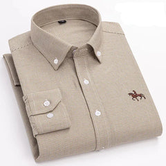 Men’s Long-Sleeve Oxford Shirt – 100% Cotton Formal Shirt