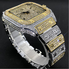 Swiss Geneva Diamond Watch – Stainless Steel Quartz Luxury Timepiece