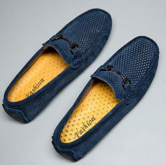 Men's Casual Leather Loafers with Hollow Design