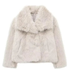 Soft Shaggy Faux Fur Jacket – Women’s Short Winter Coat