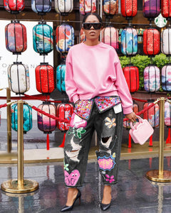 Creative Painted Cutout Jeans – Women’s Fashion