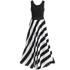 Bold Striped Maxi Dress – Black & White Casual Sleeveless Dress