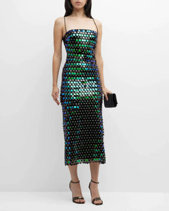 Shimmer & Stun – Spaghetti Strap Sequin Gown with Back Slit