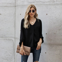 Loose V-Neck Blouse