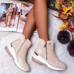 Mid Heel Low Sleeve Fashion Boots with Side Zipper
