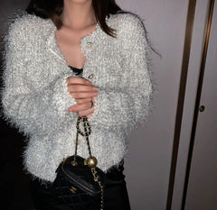 Pearl Shiny Yarn Cardigan