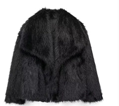 Soft Shaggy Faux Fur Jacket – Women’s Short Winter Coat