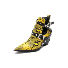 Short Pointed Toe Western Ankle Boots, 5CM Heels