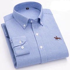 Men’s Long-Sleeve Oxford Shirt – 100% Cotton Formal Shirt