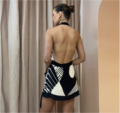 Halter Backless A-Line Mini Dress – Huhugirl Party Look in Black
