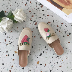 Asymmetric Rhinestone Low-Heeled Women's Shoes