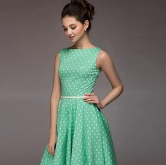 Polka Dot Sleeveless Midi Dress – Vintage Style