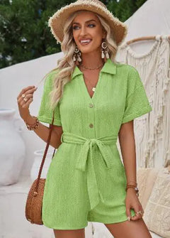 Jacquard Knit Short Jumpsuit – Vacation-Ready Style for Women
