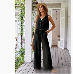 Sleeveless Vest Wide-Leg Suit