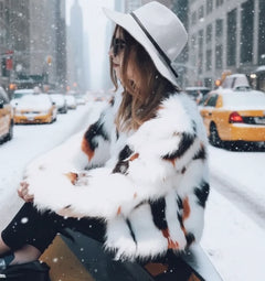 Western Cow Print Faux Fur Winter Coat – Women’s Statement Street Style
