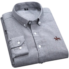 Men’s Long-Sleeve Oxford Shirt – 100% Cotton Formal Shirt