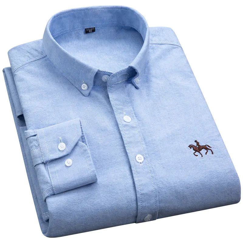 Men’s Long-Sleeve Oxford Shirt – 100% Cotton Formal Shirt