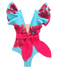 Maribel Pink & Blue Swimsuit – Santorini One-Piece Elegance
