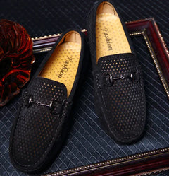 Men's Casual Leather Loafers with Hollow Design