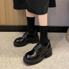 Modern Checkerboard Patent Leather Oxfords