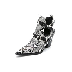 Short Pointed Toe Western Ankle Boots, 5CM Heels
