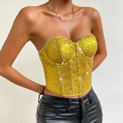 Sequin Strapless Corset Top – Glam Party Tube Top