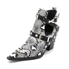 Short Pointed Toe Western Ankle Boots, 5CM Heels