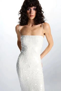 Shimmer & Stun – Spaghetti Strap Sequin Gown with Back Slit